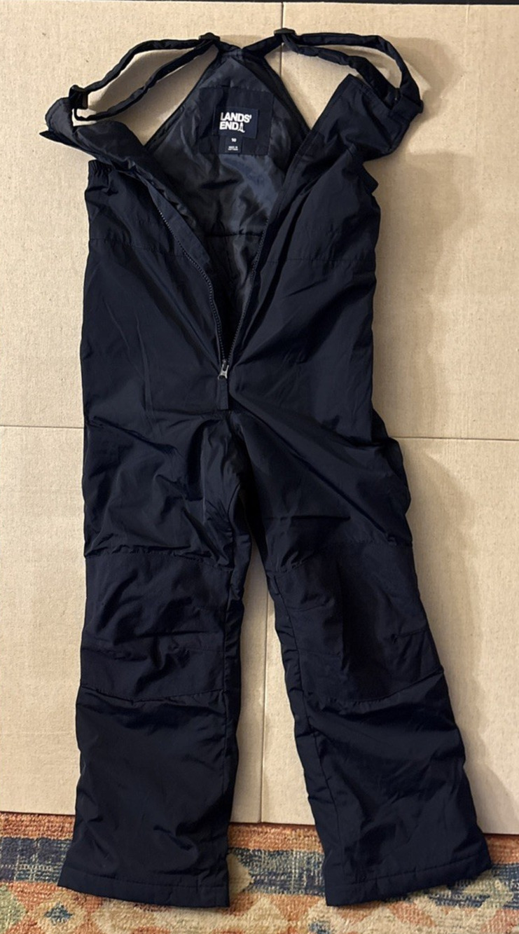 Lands' End Womens Waterproof Insulated Snow Ski Bib, Black, Size 10